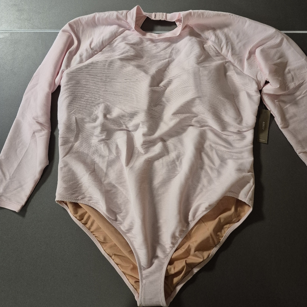 NWT J Crew Active Long Sleeve Ribbed One Piece Swimsuit
